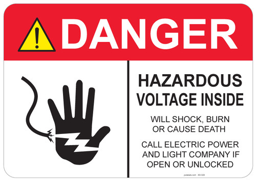 Danger Hazardous Voltage Inside #53-328 thru 70-328