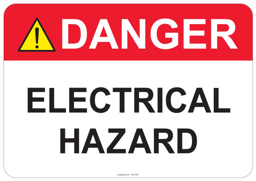 55-335 OSHA DANGER Sign: Danger Electrical Hazard. Available in vinyl label, aluminum sign, and reflective options. OSHA compliant safety signage.