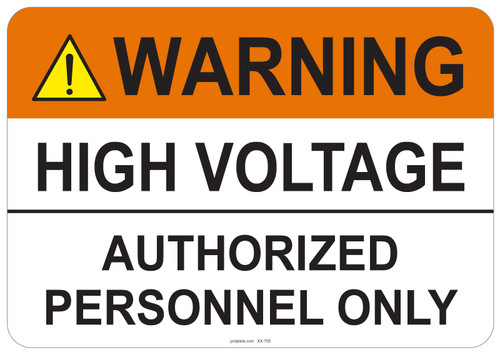 Warning High Voltage #53-705 thru 70-705