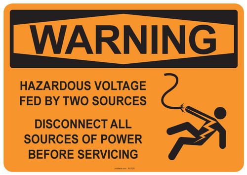 53-526 OSHA WARNING Sign: Warning Hazardous Voltage. Available in vinyl label, aluminum sign, and reflective options. OSHA compliant safety signage.