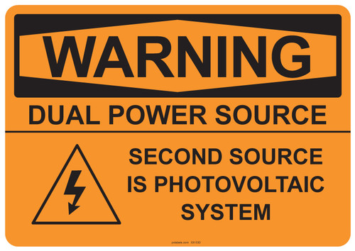 Warning Dual Power Source, #53-530 thru 70-530