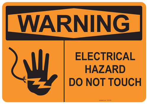 53-533 OSHA WARNING Sign: Warning Electrical Hazard. Available in vinyl label, aluminum sign, and reflective options. OSHA compliant safety signage.