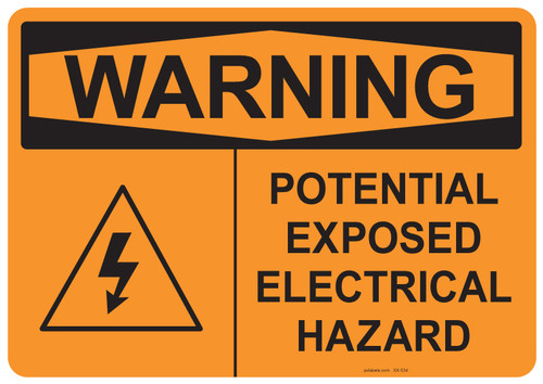 53-534 OSHA WARNING Sign: Warning Electrical Hazard. Available in vinyl label, aluminum sign, and reflective options. OSHA compliant safety signage.
