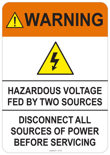 55-722 OSHA WARNING Sign: Warning Hazardous Voltage. Available in vinyl label, aluminum sign, and reflective options. OSHA compliant safety signage.