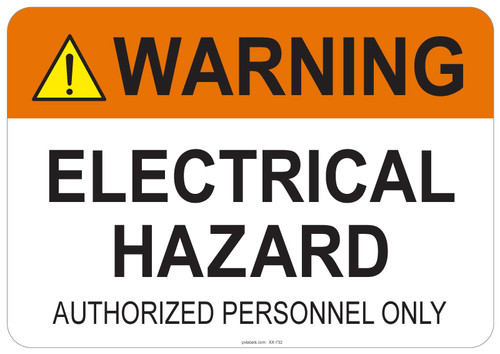 55-732 OSHA WARNING Sign: Warning Electrical Hazard. Available in vinyl label, aluminum sign, and reflective options. OSHA compliant safety signage.