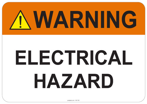 55-735 OSHA WARNING Sign: Warning Electrical Hazard. Available in vinyl label, aluminum sign, and reflective options. OSHA compliant safety signage.