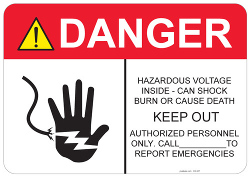 Danger Hazardous Voltage Inside #53-327 thru 70-327