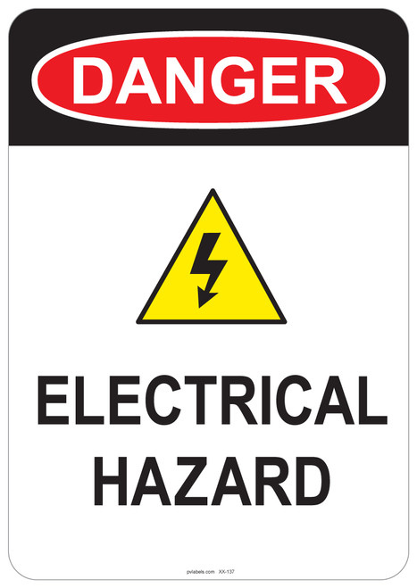 55-137 OSHA DANGER Sign: Danger Hazardous Voltage. Available in vinyl label, aluminum sign, and reflective options. OSHA compliant safety signage.