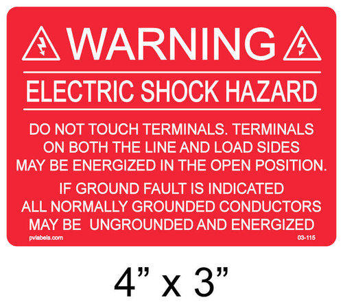 WARNING ELECTRIC SHOCK HAZARD DO NOT TOUCH TERM (03-102) LABEL