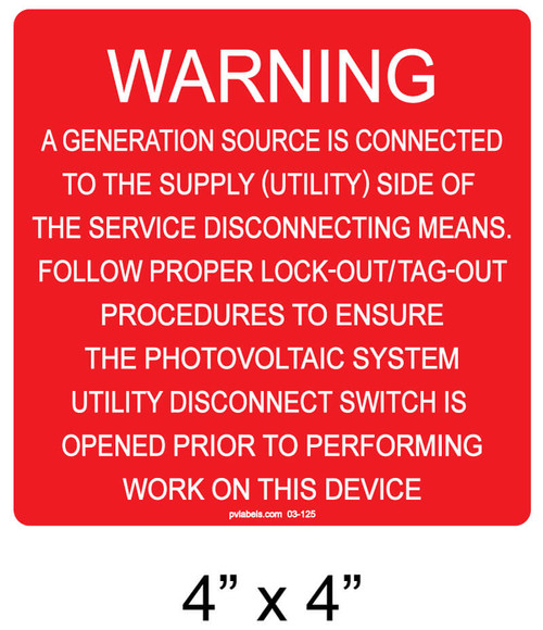 WARNING A GENERATION SOURCE IS CONNECTED TO TH LABEL
