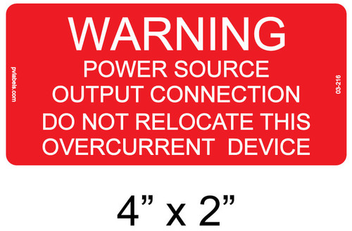 WARNING POWER SOURCE OUTPUT CONNECTION DO NOT RE LABEL
