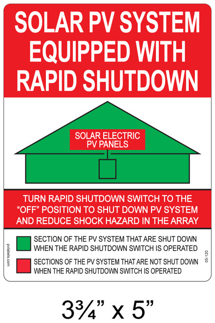 PV RAPID SHUTDOWN SWITCH (03-237) LABEL