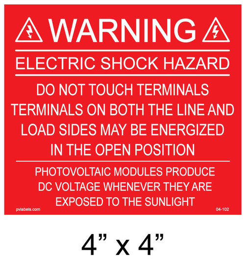 WARNING ELECTRIC SHOCK HAZARD DO NOT TOUCH TERM (03-102) LABEL