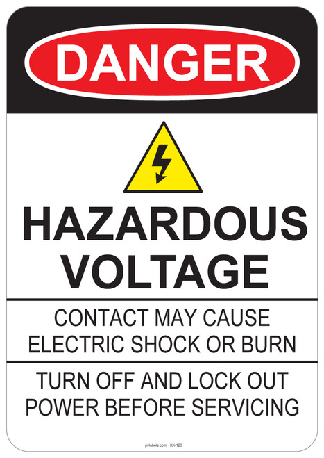 Danger Hazardous Voltage, #53-123 thru 70-123
