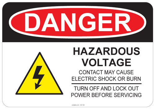 Danger Hazardous Voltage, #53-125 thru 70-125