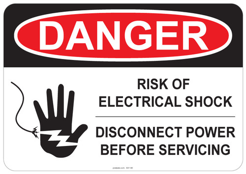 55-145 OSHA DANGER Sign: Danger Electric Shock Hazard - Qualified Personnel Only. Available in vinyl label, aluminum sign, and reflective options. OSHA compliant safety signage.