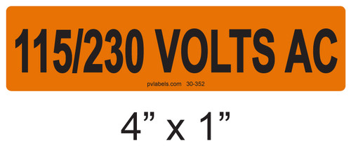 115/230 VOLTS AC - PV Labels #30-352