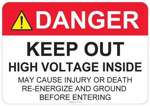 Danger Keep Out, High Voltage Inside - #53-312 thru 70-312