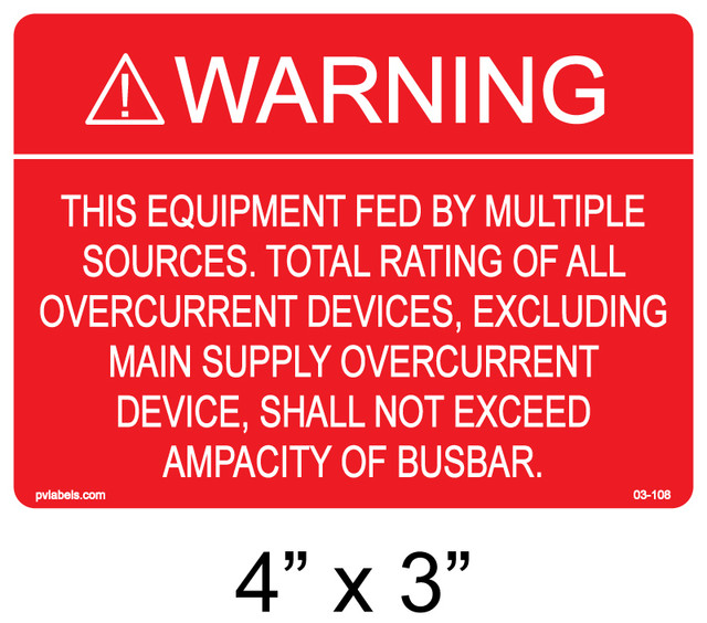 04-108 | SOLAR PLACARD - WARNING - THIS EQUIPMENT | PV LABELS