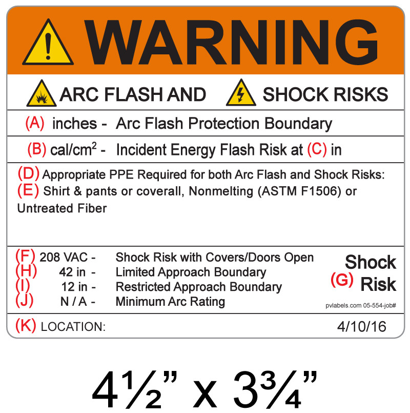 Arc Flash Hazard Labels