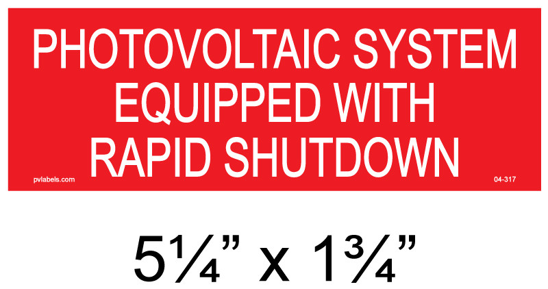 PLACEMENT - RAPID SHUTDOWN - PV Labels