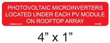 Microinverters Located Under Each PV Module | PV Labels 03-369