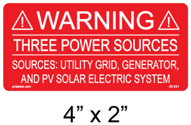 Warning Three Power Sources Sources Utility Grid, Generator And PV ...