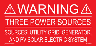 Another Power Source Sticker Warning Three Power Sources Sources Utility Grid, Generator, And PV ...