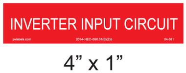 A Inverter Label Inverter Input Circuit | PV Labels 04-381