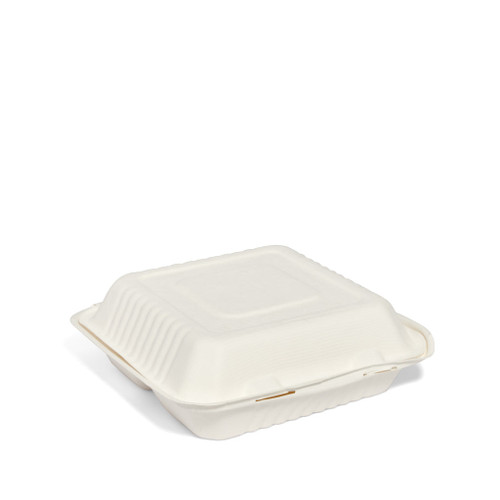 9" 3 Compartment Bagasse Meal Box - 200pk