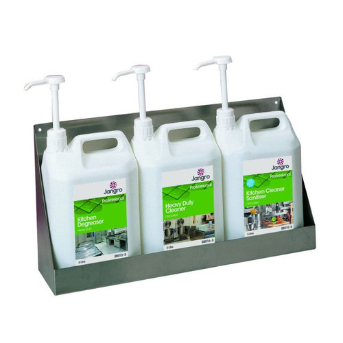 Stainless Steel 3x5 Litre Chemical Wall Shelf Bracket, 570mm