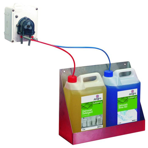 Stainless Steel 2x5 Litre Chemical Wall Shelf Bracket, 380mm