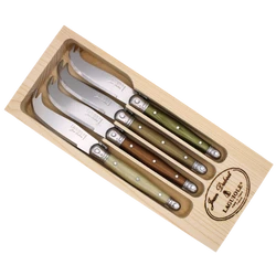 Jean Dubost 4 Mini Mineral Colored Cheese Knives in a Tray