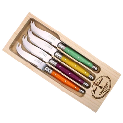 Jean Dubost 4 Multicolor Cheese Knives in a Tray