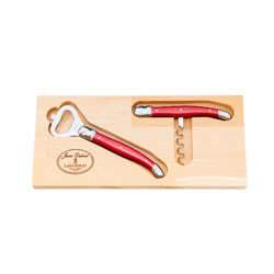 Jean Dubost Corkscrew & Bottle Opener Set with Red Handles