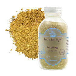 Viking salt in glass container.