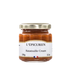 Ratatouille cream in glass jar.