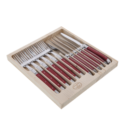 Jean Dubost 12 Pc Cutlery Set with Red Handles