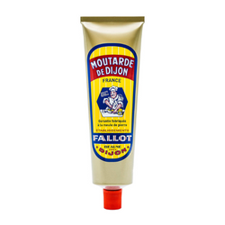 Edmond Fallot Dijon mustard in a retro-style aluminum tube with red cap, featuring vintage French design and branding.