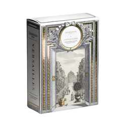 Elegant Versailles-themed tea gift box by Dammann Frères with 20 flavored and herbal tea sachets.