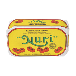 Tinned Portuguese sardines in tomato sauce.