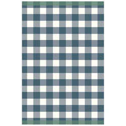 Blue gingham cotton-linen tea towel featuring a classic French picnic-inspired check pattern.