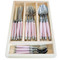 Jean Dubost 24 Pc Everyday Flatware Set Pink