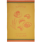 French jacquard cotton tea towel featuring illustrated croissants and bakery-inspired motifs in warm golden tones.