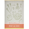 French jacquard cotton tea towel inspired by pot-au-feu, featuring rustic culinary illustrations and traditional French kitchen motifs.