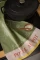 French jacquard cotton tea towel inspired by Poule au Pot, featuring delicate culinary illustrations in soft green countryside tones.