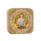 L'Art Nouveau Mucha almond-scented French soap in a decorative reusable metal tin by La Savonnerie de Nyons, enriched with organic shea butter and Nyons olive oil, made in Provence.