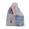 Retail display of multiple French lavender soap bars paired with lavender flower sachets filled with dried Provence lavender, arranged for boutique merchandising.