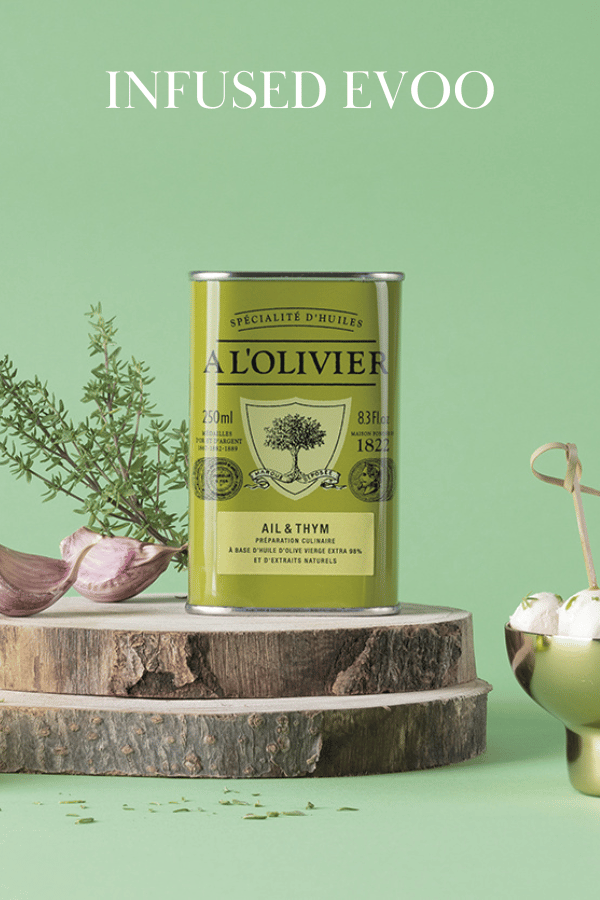 Discover the exquisite range of A L'Olivier infused olive oils, including flavors like basil, garlic, and chili, perfect for dressing salads, enhancing pasta dishes, and cooking gourmet meals.