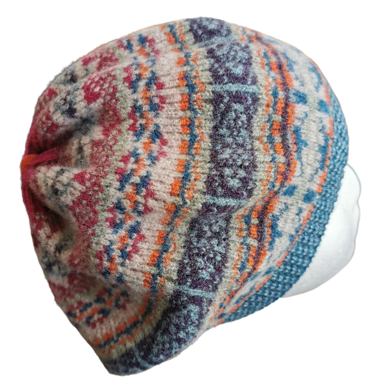 Fair Isle Snowflake Wool Hand Knit Beret - brand new It main image 3